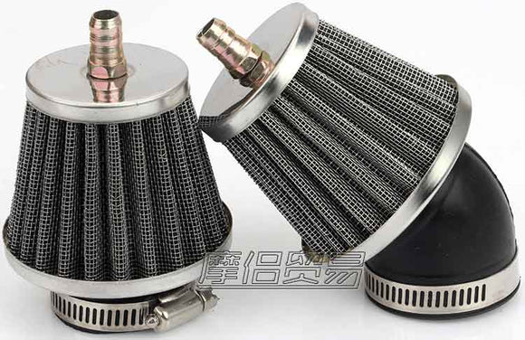 Metal Curved Straight Air filter with nipple 35mm 38mm 40mm 42mm 45mm 48mm 52mm 60mm